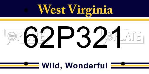 62P321 West Virginia License Plate