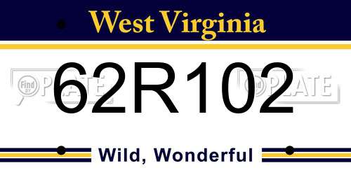 62R102 West Virginia License Plate