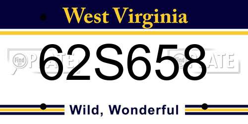 62S658 West Virginia License Plate