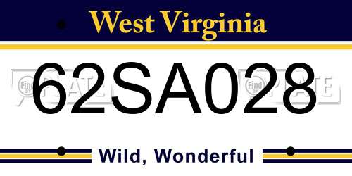 62SA028 West Virginia License Plate