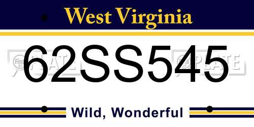 62SS545 West Virginia License Plate