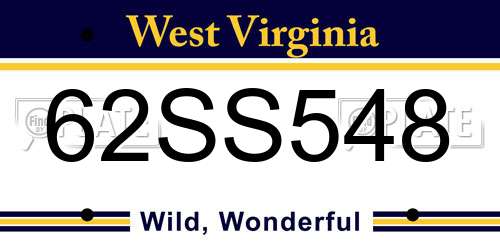 62SS548 West Virginia License Plate