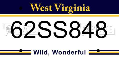 62SS848 West Virginia License Plate