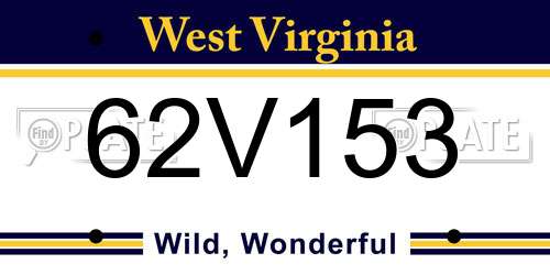 62V153 West Virginia License Plate