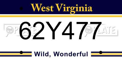 62Y477 West Virginia License Plate