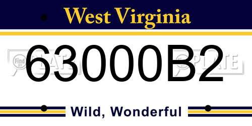 63000B2 West Virginia License Plate