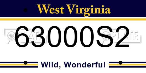63000S2 West Virginia License Plate