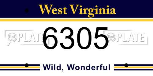 6305 West Virginia License Plate