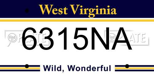 6315NA West Virginia License Plate