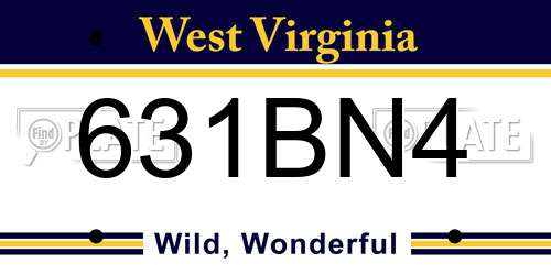 631BN4 West Virginia License Plate