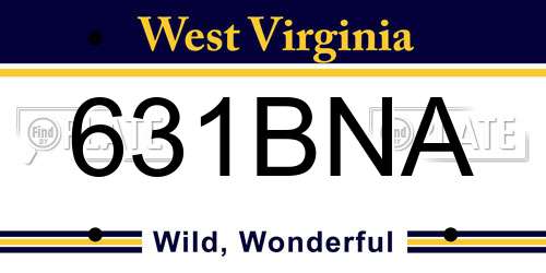 631BNA West Virginia License Plate