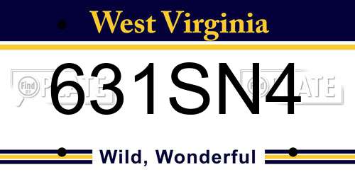 631SN4 West Virginia License Plate