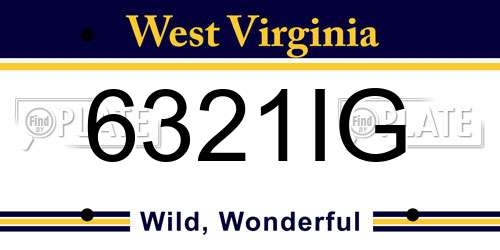 6321IG West Virginia License Plate