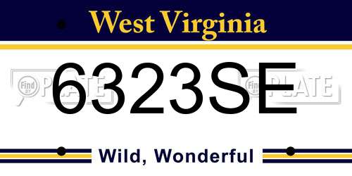 6323SE West Virginia License Plate