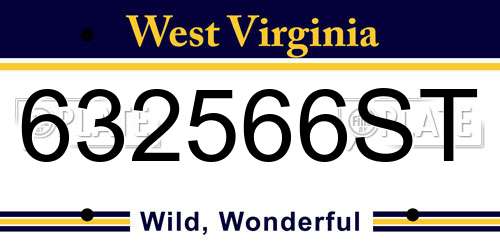 632566ST West Virginia License Plate