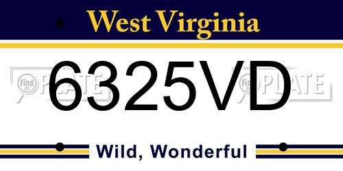 6325VD West Virginia License Plate