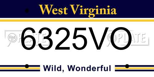 6325VO West Virginia License Plate
