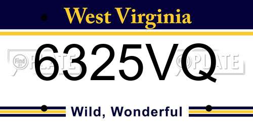 6325VQ West Virginia License Plate