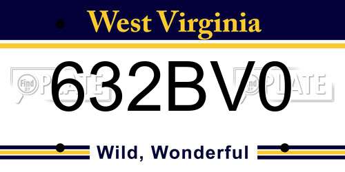632BV0 West Virginia License Plate