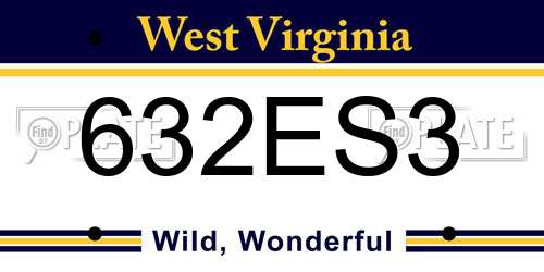632ES3 West Virginia License Plate