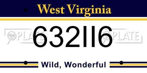 632II6 West Virginia License Plate