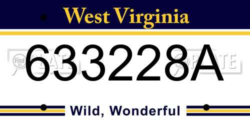 633228A West Virginia License Plate