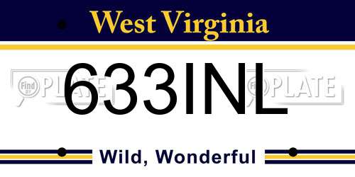 633INL West Virginia License Plate