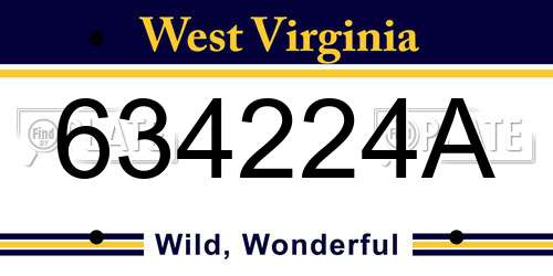 634224A West Virginia License Plate