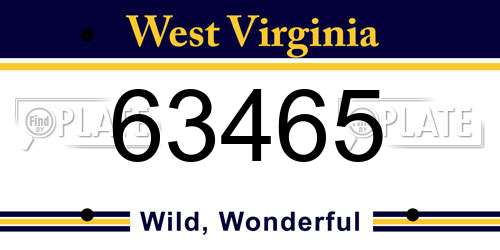 63465 West Virginia License Plate