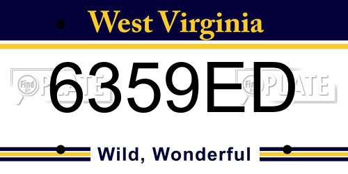 6359ED West Virginia License Plate