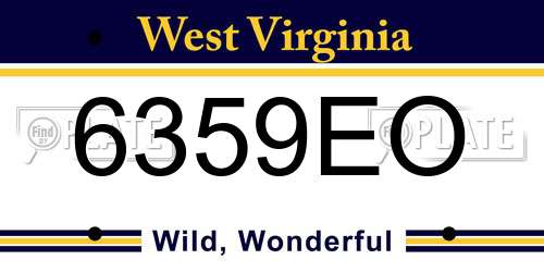 6359EO West Virginia License Plate