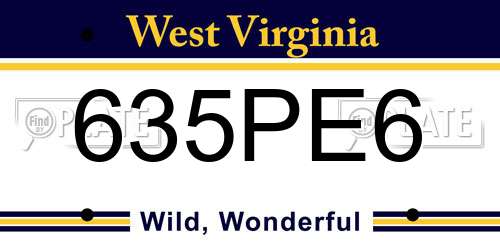 635PE6 West Virginia License Plate