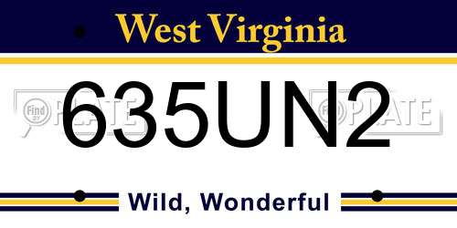 635UN2 West Virginia License Plate