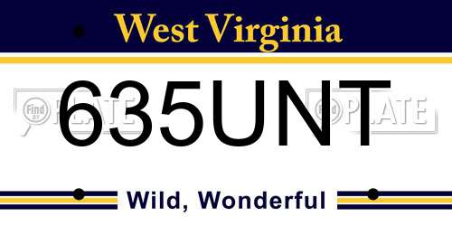 635UNT West Virginia License Plate