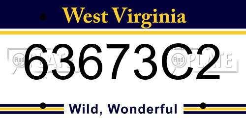 63673C2 West Virginia License Plate