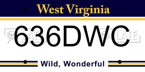 636DWC West Virginia License Plate