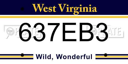 637EB3 West Virginia License Plate
