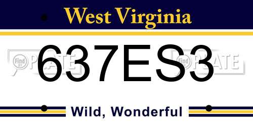 637ES3 West Virginia License Plate