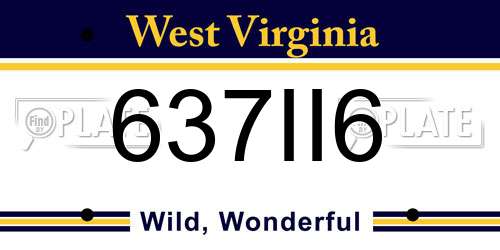 637II6 West Virginia License Plate