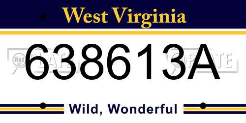 638613A West Virginia License Plate
