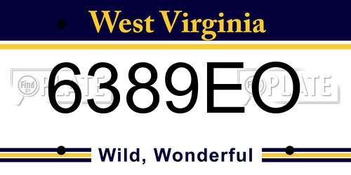 6389EO West Virginia License Plate