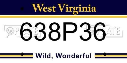 638P36 West Virginia License Plate