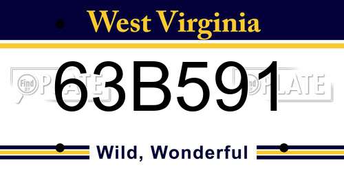 63B591 West Virginia License Plate