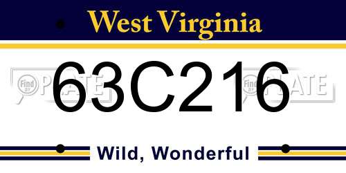 63C216 West Virginia License Plate