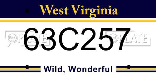 63C257 West Virginia License Plate