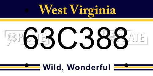 63C388 West Virginia License Plate