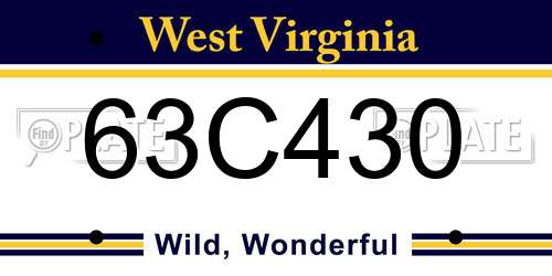 63C430 West Virginia License Plate