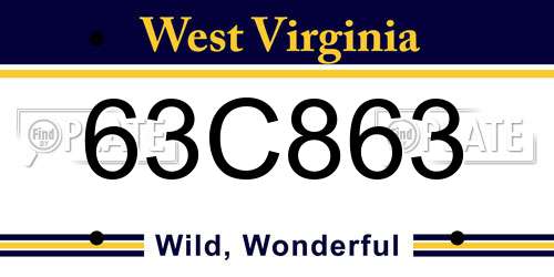 63C863 West Virginia License Plate