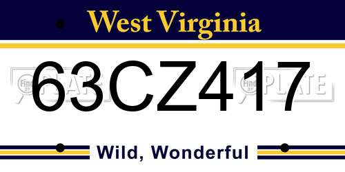 63CZ417 West Virginia License Plate