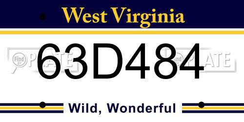 63D484 West Virginia License Plate